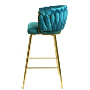 mobiliario-contract-taburete king metal cromado dorado tapizado velvet turquesa 3 1